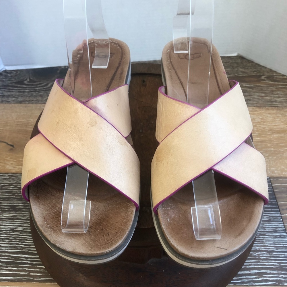 UGG Kari sandals slides tan natural pink flats 8.5